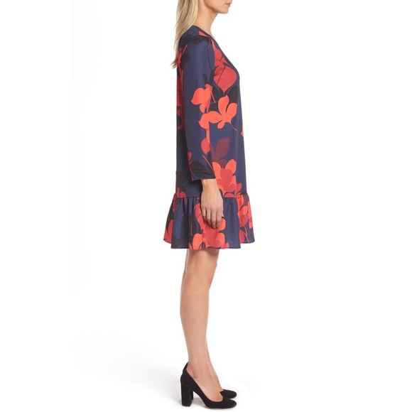 Halogen Long Sleeve Button Back Ruffle Hem Dress - Picture 11 of 12